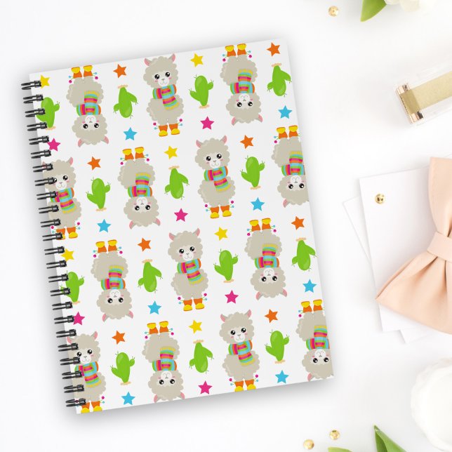 Pattern Of Llamas, Cute Llamas, Alpacas, Cactus Notebook (Creator Uploaded)