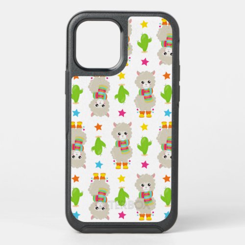 Pattern Of Llamas Cute Llamas Alpacas Cactus OtterBox Symmetry iPhone 12 Case