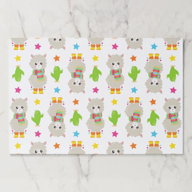 Pattern Of Llamas, Cute Llamas, Alpacas, Cactus Paper Pad (Front)
