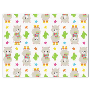 Pattern Of Llamas, Cute Llamas, Alpacas, Cactus Tissue Paper