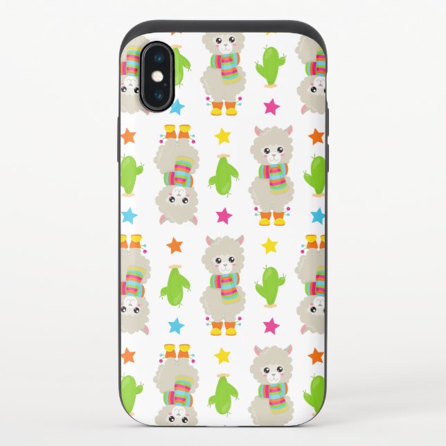 Pattern Of Llamas, Cute Llamas, Alpacas, Cactus Uncommon iPhone Case (Back)