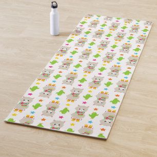 Pattern Of Llamas, Cute Llamas, Alpacas, Cactus Yoga Mat