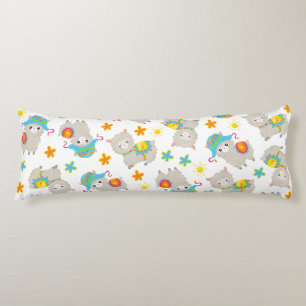 Pattern Of Llamas, Cute Llamas, Alpacas, Flowers Body Pillow