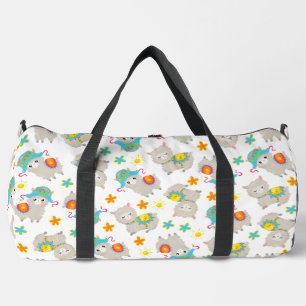 Pattern Of Llamas, Cute Llamas, Alpacas, Flowers Duffle Bag