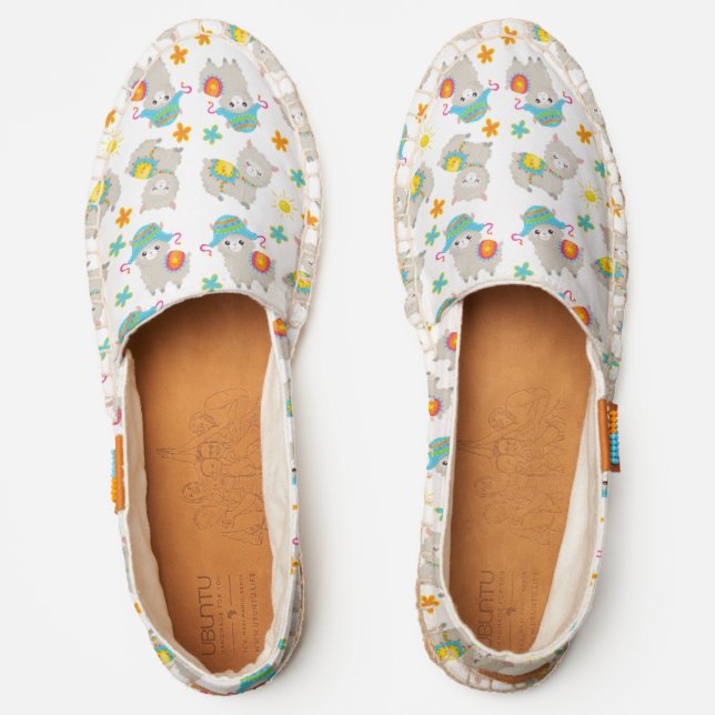 Pattern Of Llamas, Cute Llamas, Alpacas, Flowers Espadrilles (Front)