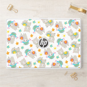 Pattern Of Llamas, Cute Llamas, Alpacas, Flowers HP Laptop Skin