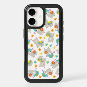 Pattern Of Llamas, Cute Llamas, Alpacas, Flowers iPhone 16 Case