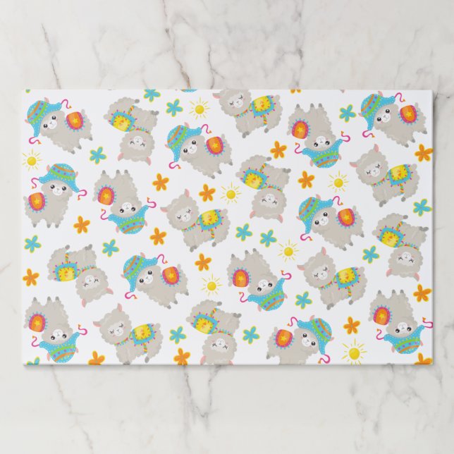 Pattern Of Llamas, Cute Llamas, Alpacas, Flowers Paper Pad (Front)