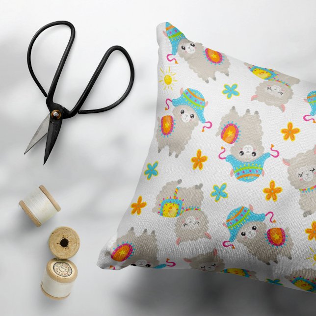 Pattern Of Llamas, Cute Llamas, Alpacas, Flowers Pillow Case (Creator Uploaded)