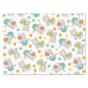 Pattern Of Llamas, Cute Llamas, Alpacas, Flowers Tissue Paper