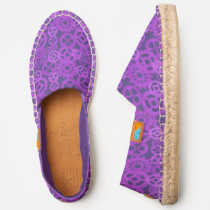 Pattern Of Mechanical Gears Of Violet Colors Espadrilles