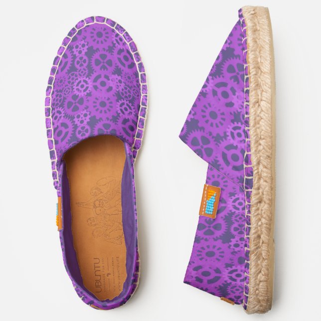 Pattern Of Mechanical Gears Of Violet Colors Espadrilles (Side)