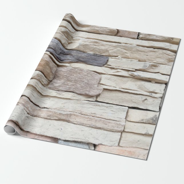 Pattern of Modern stone Brick Wall Surfaced backgr Wrapping Paper (Unrolled)
