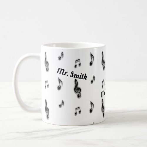 Pattern of Musical Notes Music Teacher Thank You Coffee Mug