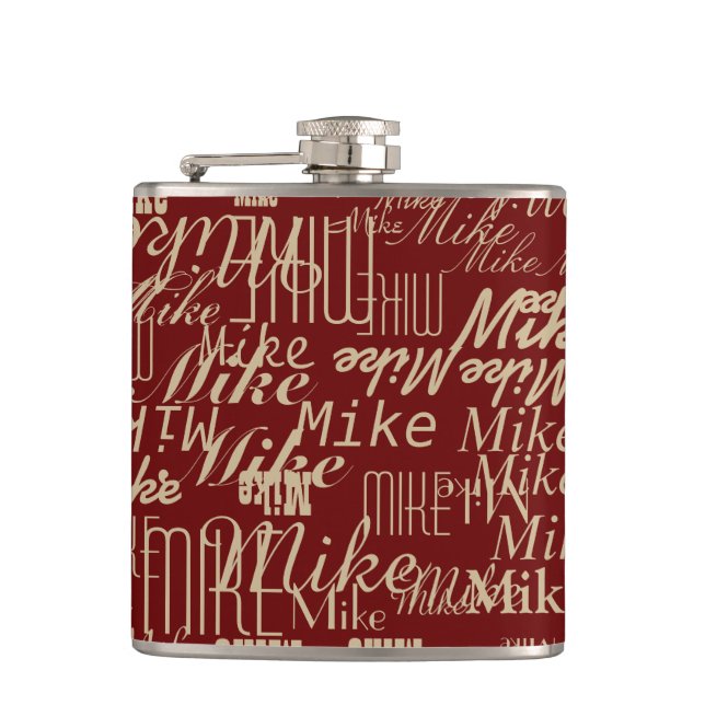 Pattern of Names on Dark Red Flask (Front)