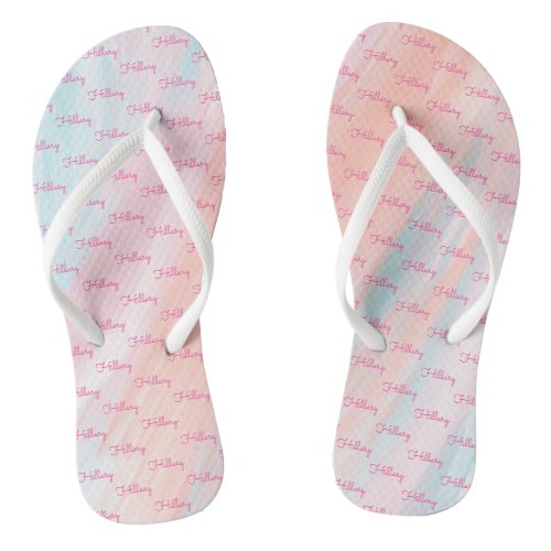 Pattern of Names Slim Strap Colorful Monogrammed Flip Flops