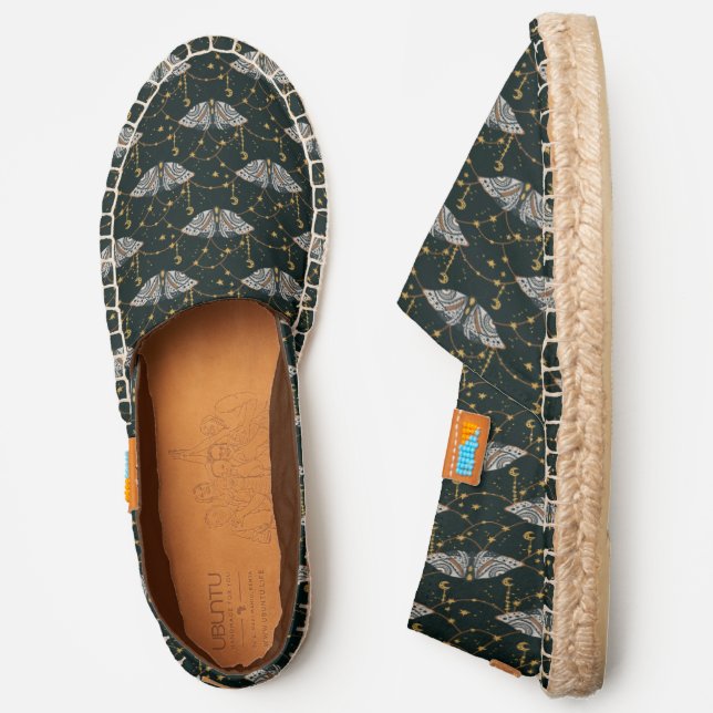 Pattern Of Night Butterfly, Stars, Crescents Espadrilles (Side)
