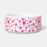 Pattern Of Owls, Cute Owls, Pink Owls, Hearts Bowl<br><div class="desc">Cute,  fun and adorable pattern with pink owls,  flowers,  hearts and balloons. Modern and trendy gift,  perfect for the owl lover in your life.</div>