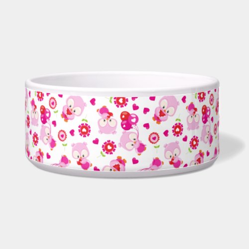 Pattern Of Owls Cute Owls Pink Owls Hearts Bowl