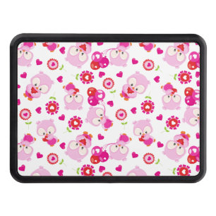 Pattern Of Owls, Cute Owls, Pink Owls, Hearts Hitch Cover