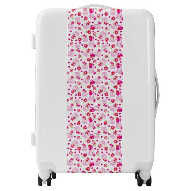 Pattern Of Owls, Cute Owls, Pink Owls, Hearts Luggage (Front)