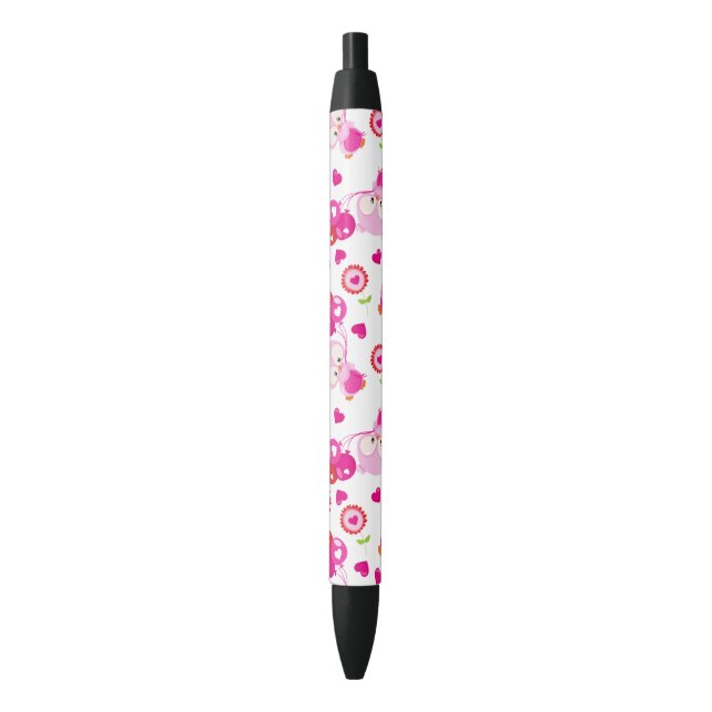 Pattern Of Owls, Cute Owls, Pink Owls, Hearts Pen (Front Vertical)
