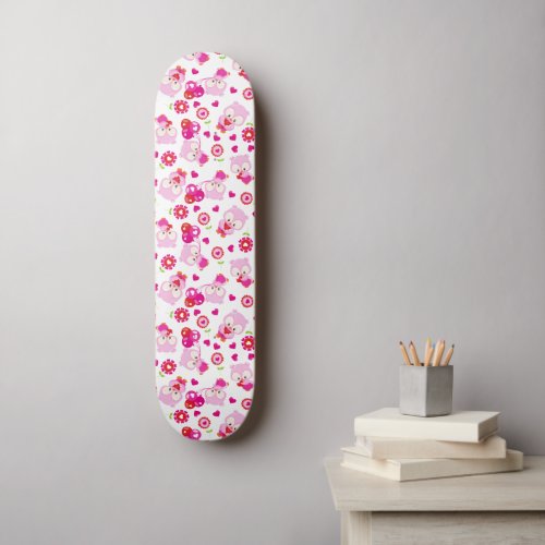 Pattern Of Owls Cute Owls Pink Owls Hearts Skateboard