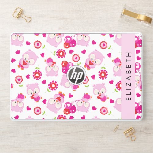 Pattern Of Owls Cute Owls Pink Owls Your Name HP Laptop Skin