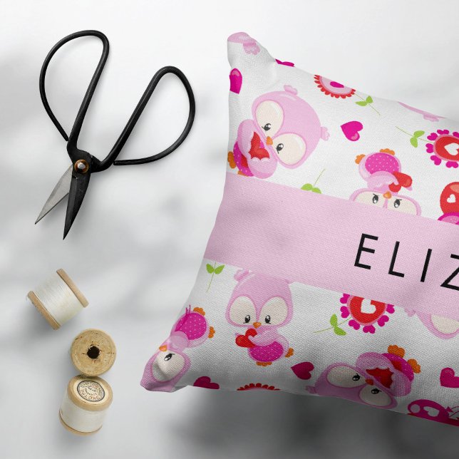 Pattern Of Owls, Cute Owls, Pink Owls, Your Name Pillow Case (Creator Uploaded)