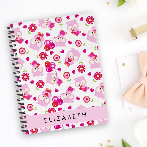 Pattern Of Owls Cute Owls Pink Owls Your Name Planner