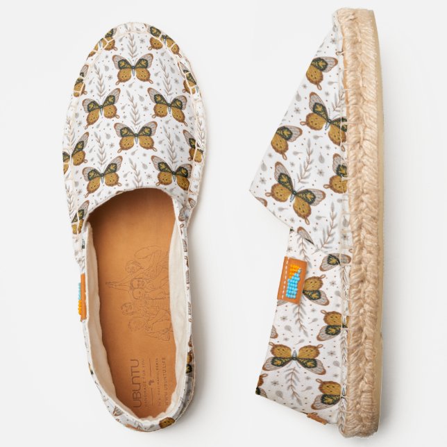 Pattern Of Painted Lady Butterfly And Plants Espadrilles (Side)