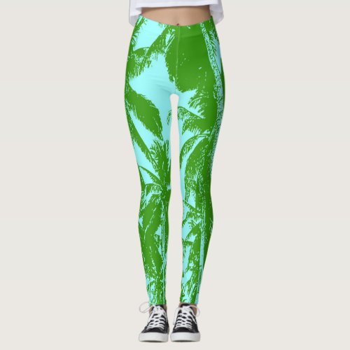 Pattern of Palm Tree Leaves Leggings