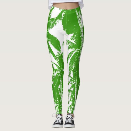 Pattern of Palm Tree Leaves Leggings