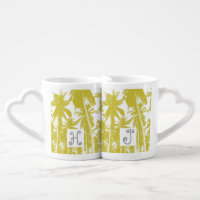 Pattern of Palm Trees in a Posterised Design Coffee Mug Set