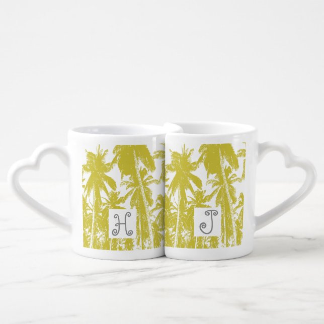 Pattern of Palm Trees in a Posterised Design Coffee Mug Set (Front Nesting)