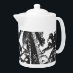 Pattern of Palm Trees in a Posterised Design Teapot<br><div class="desc">Pattern of Tropical palm trees in a posterised design. Black and white.</div>