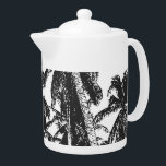 Pattern of Palm Trees in a Posterised Design Teapot<br><div class="desc">Pattern of Tropical palm trees in a posterised design. Black and white.</div>
