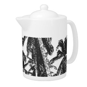 Pattern of Palm Trees in a Posterised Design Teapot
