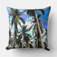 Pattern of Palm Trees in a Posterized Design Throw Pillow