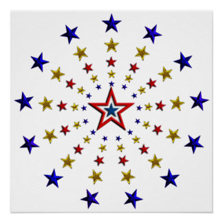 Pattern of Patriotic Stars 20x20 Poster