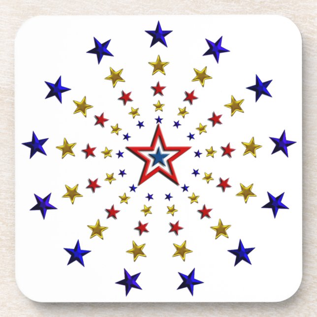 Pattern of Patriotic Stars Beverage Coaster (Front)