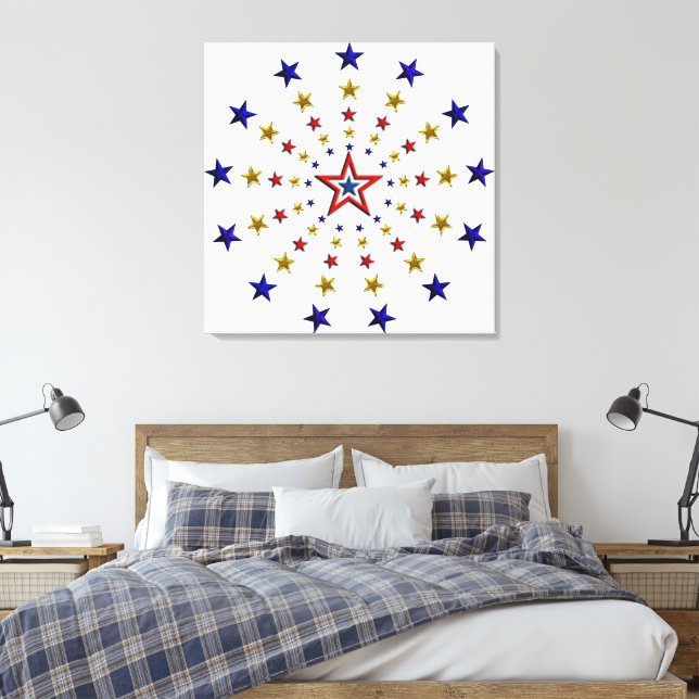 Pattern of Patriotic Stars Canvas Print (Insitu(Bedroom))