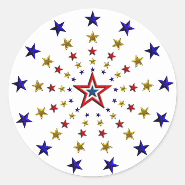 Pattern of Patriotic Stars Classic Round Sticker (Front)