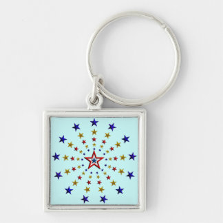 Pattern of Patriotic Stars Keychain