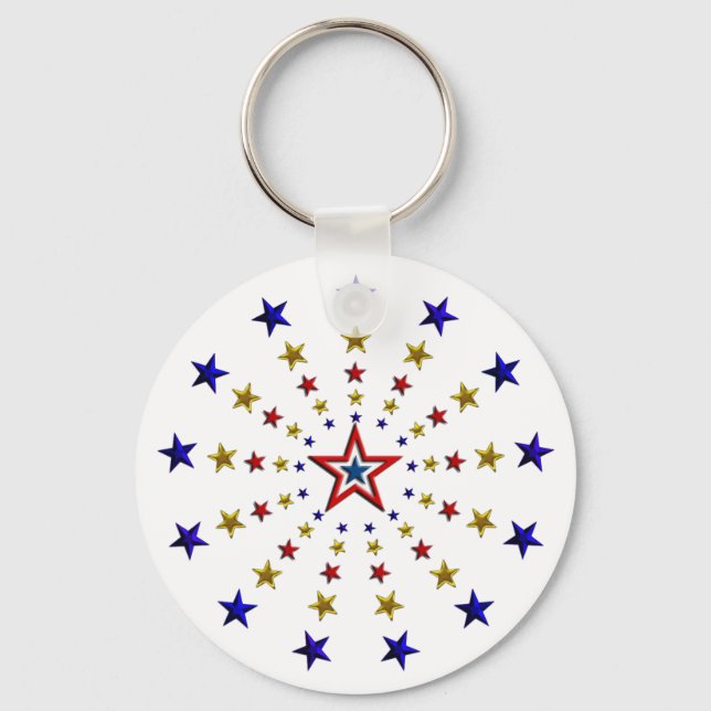 Pattern of Patriotic Stars Keychain (Front)