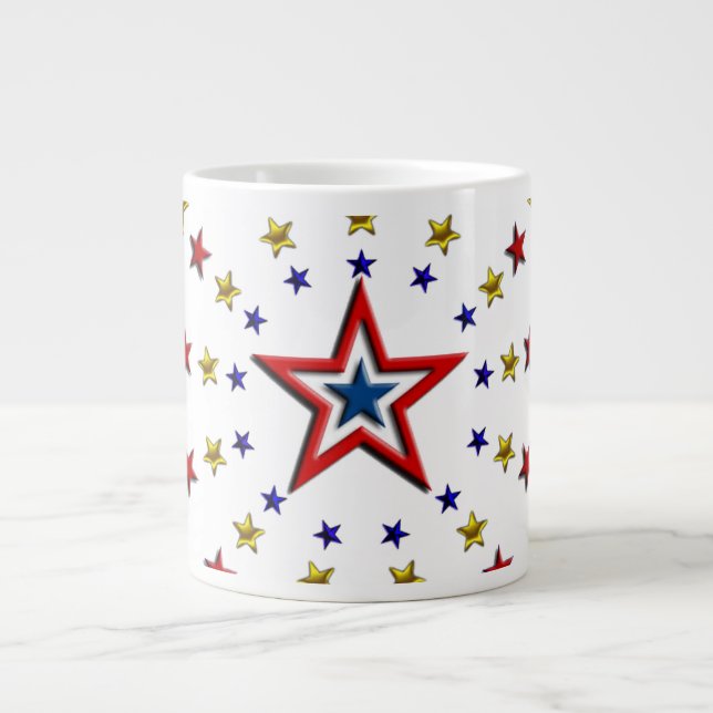 Pattern of Patriotic Stars Large Coffee Mug (Front)