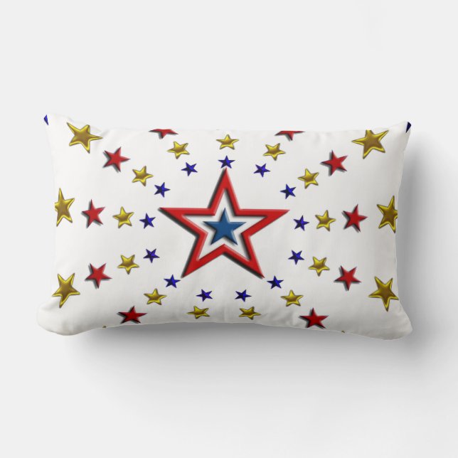 Pattern of Patriotic Stars Lumbar Pillow (Front)