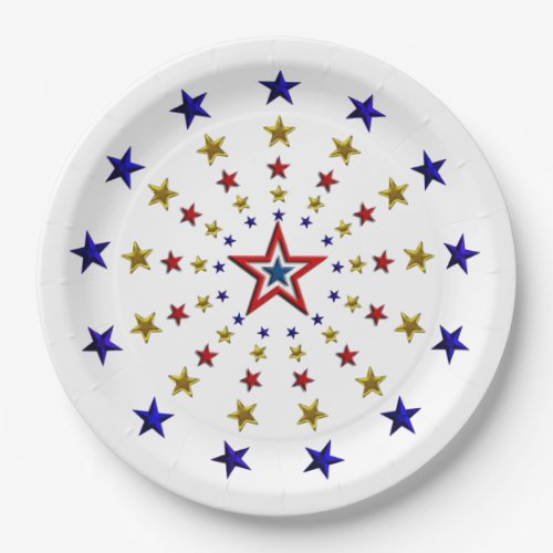 Pattern of Patriotic Stars Paper Plates