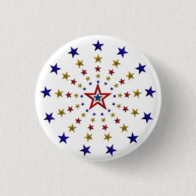 Pattern of Patriotic Stars Pinback Button (Front)