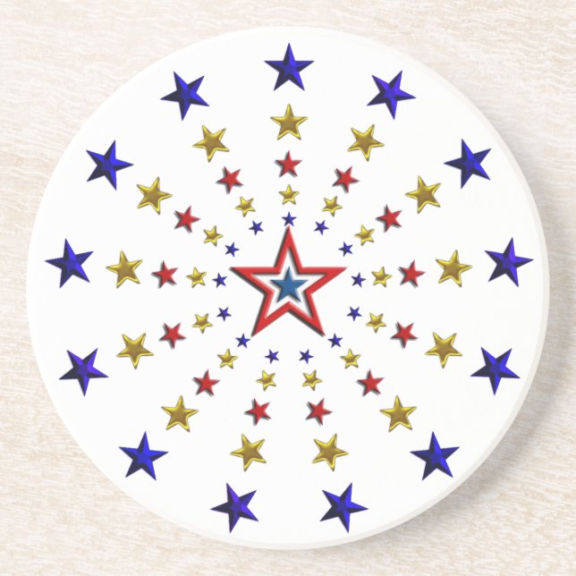 Pattern of Patriotic Stars Sandstone Coaster (Front)